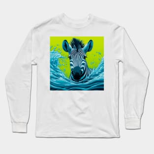 Zebra splashes water while swimming Long Sleeve T-Shirt